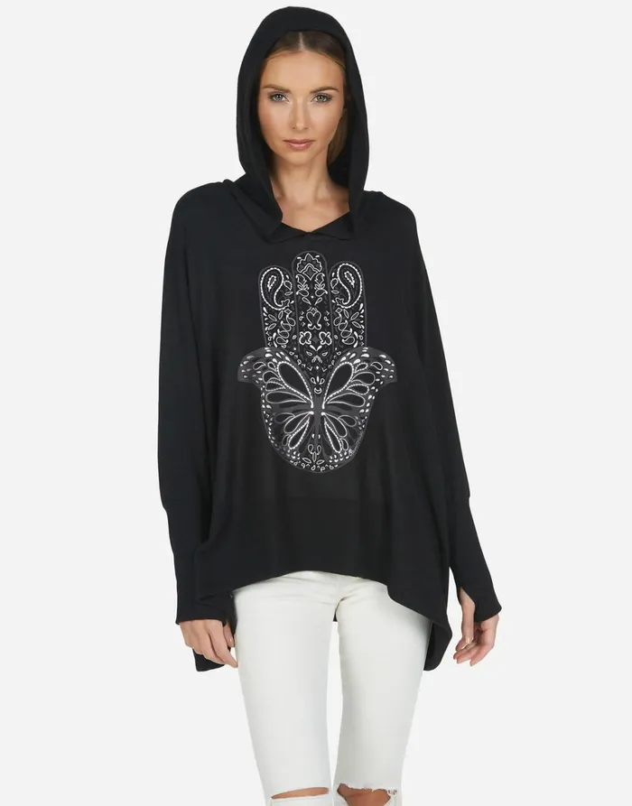 Wilma X Butterfly Hamsa Black Women039s Lauren Moshi Hoodies