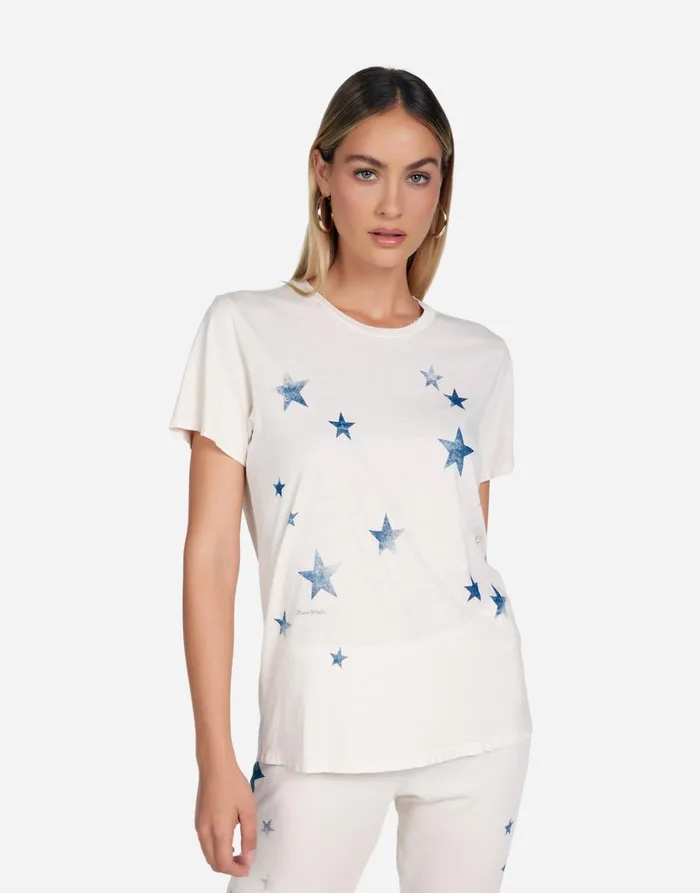 Wolf Vintage Stars Ivory Ombre Women039s Lauren Moshi Short Sleeve