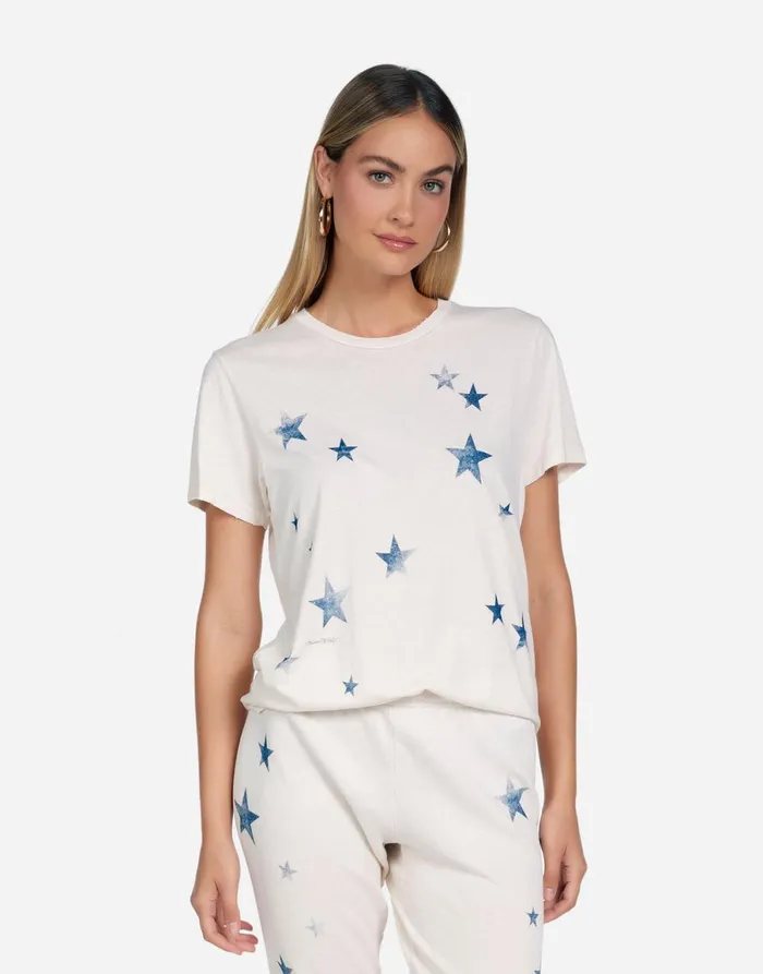 Wolf Vintage Stars Ivory Ombre Women039s Lauren Moshi Short Sleeve