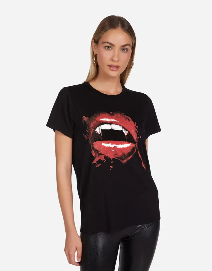Wolf X Vampire Lip Black Women039s Lauren Moshi Short Sleeve