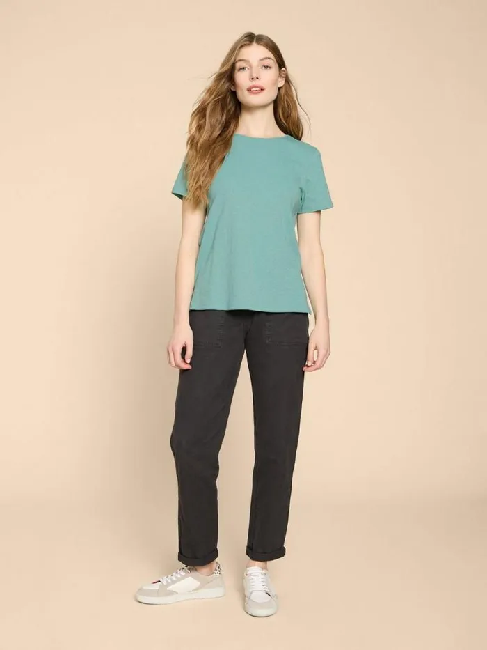 Women ABBIE TEE Mid Teal White Stuff Tops and Tees