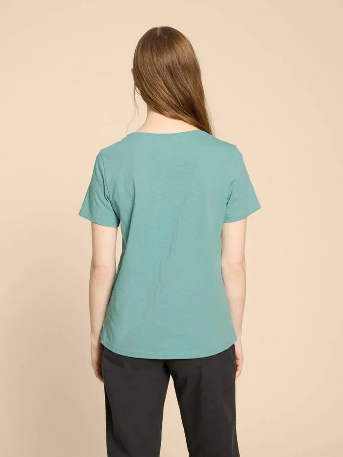 Women ABBIE TEE Mid Teal White Stuff Tops and Tees