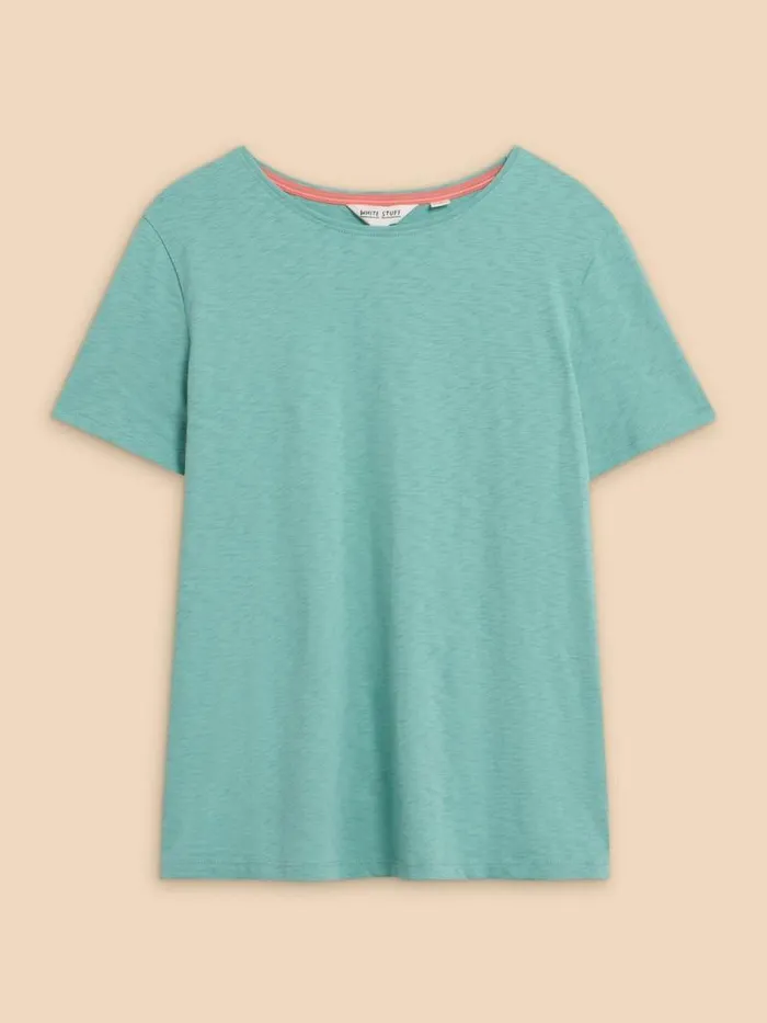 Women ABBIE TEE Mid Teal White Stuff Tops and Tees