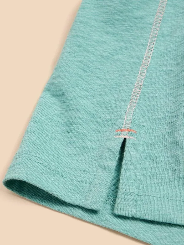 Women ABBIE TEE Mid Teal White Stuff Tops and Tees