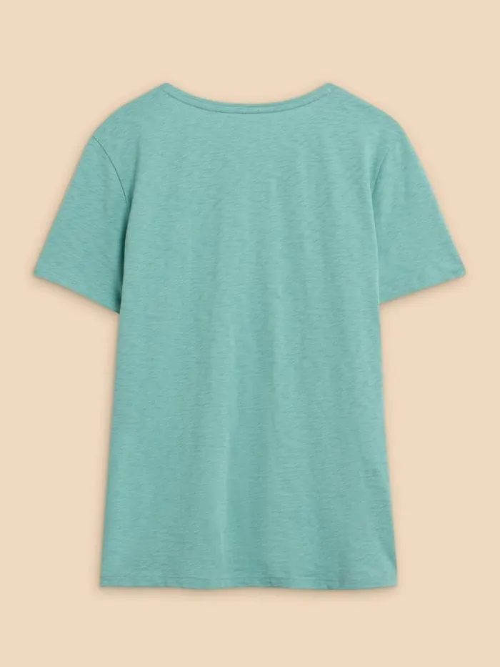 Women ABBIE TEE Mid Teal White Stuff Tops and Tees