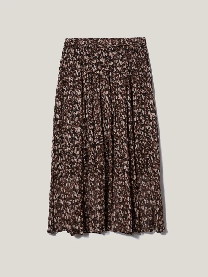 Women Abstract Leopard Midi Skirt Brown Jigsaw Skirts