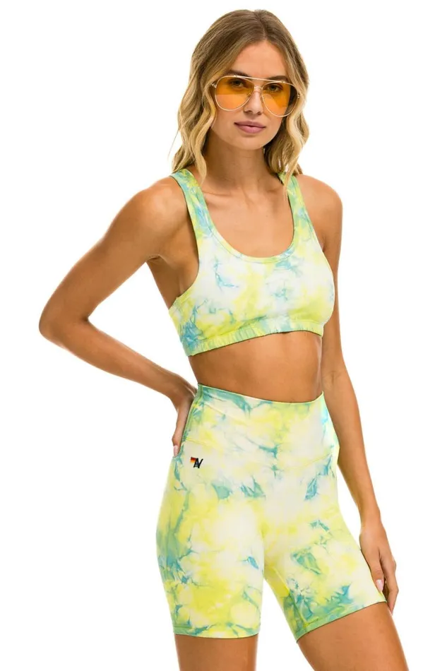 Women Activewear Aviator Nation HAND DYED SPORTS BRA 8211 TIE DYE NEON YELLOW Women Activewear Aviator Nation HAND DYED SPORTS BRA 8211 TIE DYE NEON YELLOW