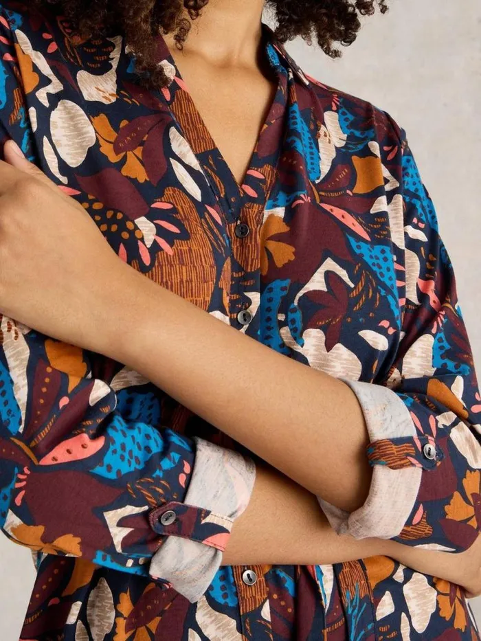 Women Annie Cotton Shirt Dress Navy Print White Stuff Dresses Women Annie Cotton Shirt Dress Navy Print White Stuff Dresses