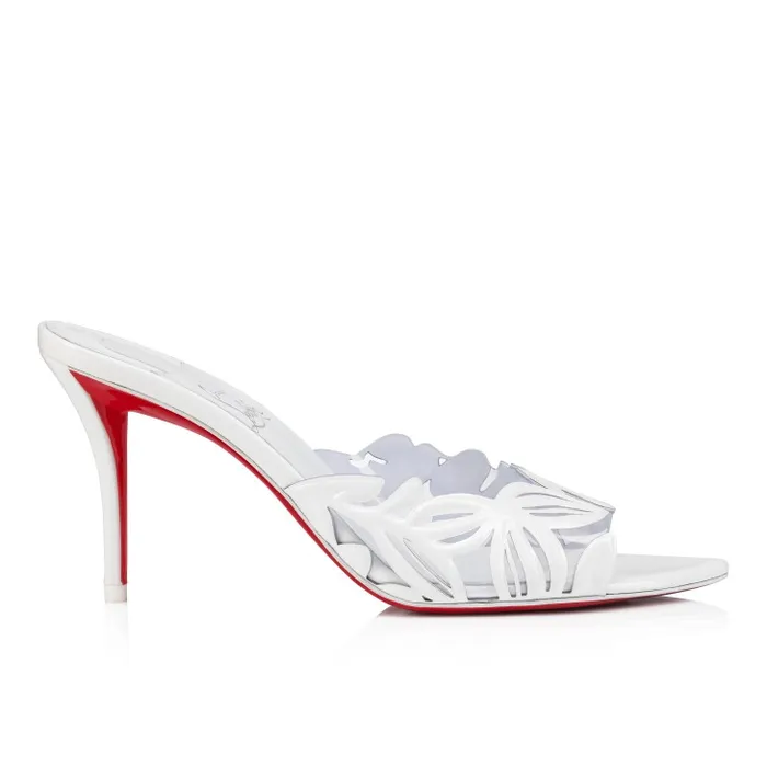 Women Apostropha Mule Petunia 80 Mm Mules 8211 PVC And Patent Leather 8211 White Christian Louboutin Sandals and Slides