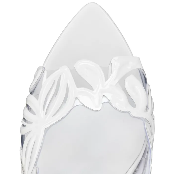 Women Apostropha Mule Petunia 80 Mm Mules 8211 PVC And Patent Leather 8211 White Christian Louboutin Sandals and Slides
