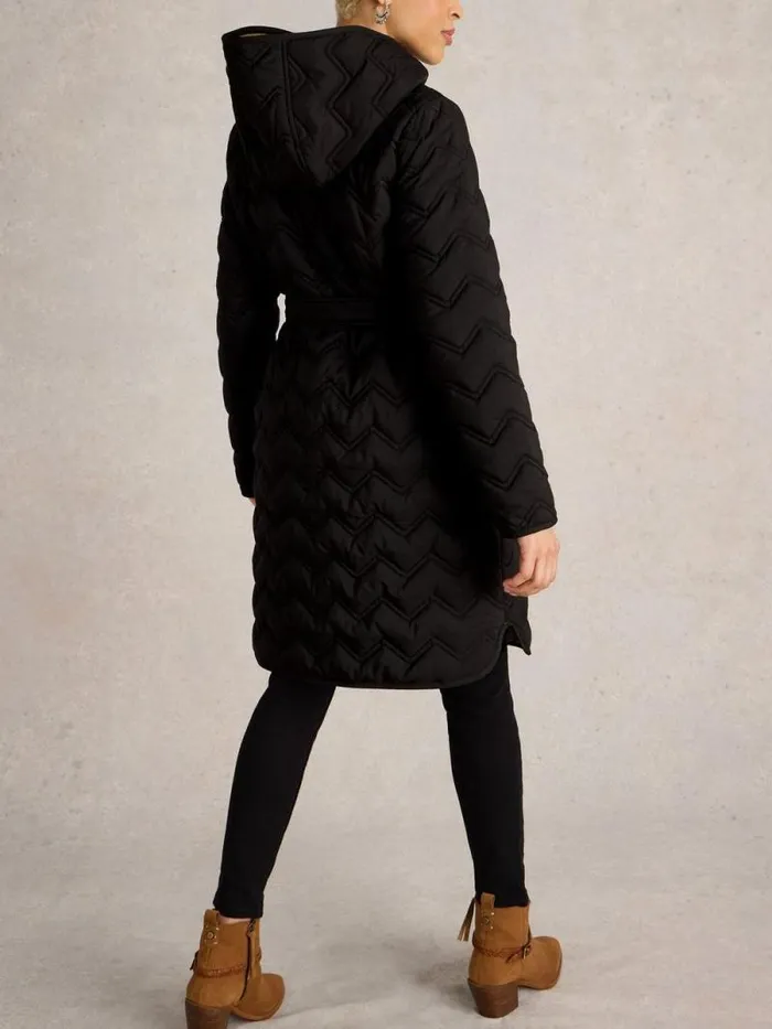 Women Arlet Quilted Coat Pure Black White Stuff Coats and Jackets