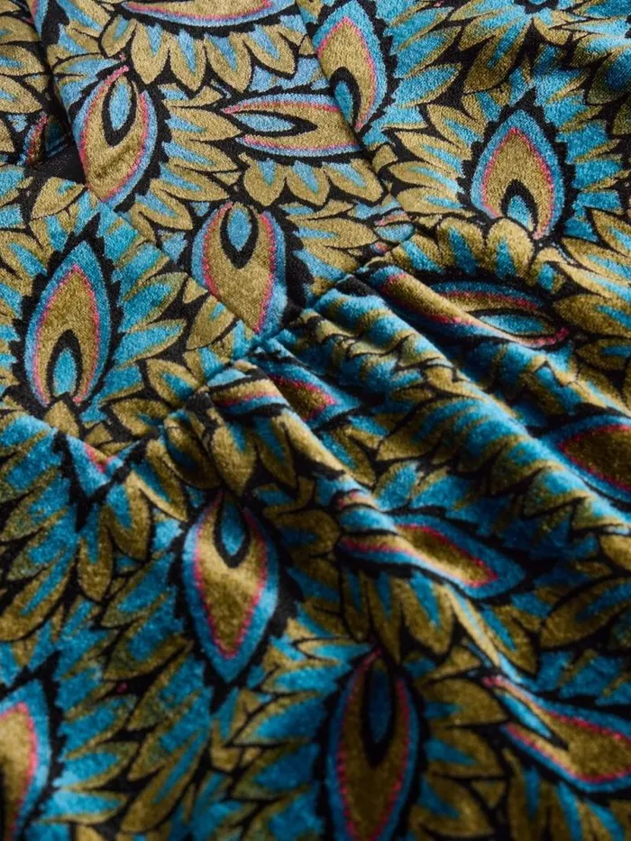 Women Ash Printed Velvet Top Teal Print White Stuff Shirts and Blouses Women Ash Printed Velvet Top Teal Print White Stuff Shirts and Blouses