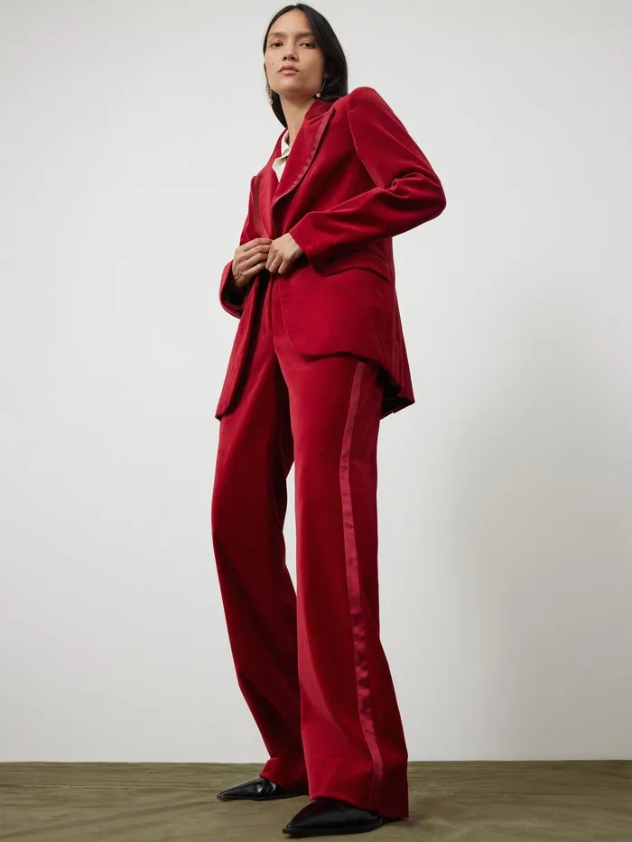 Women Ashby Velvet Blazer Red Jigsaw Suits and Tailoring