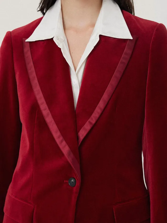 Women Ashby Velvet Blazer Red Jigsaw Suits and Tailoring