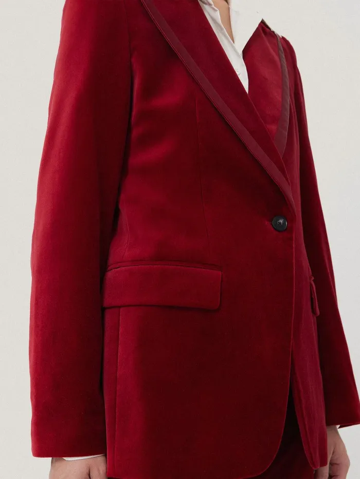 Women Ashby Velvet Blazer Red Jigsaw Suits and Tailoring