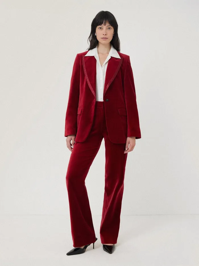 Women Ashby Velvet Blazer Red Jigsaw Suits and Tailoring