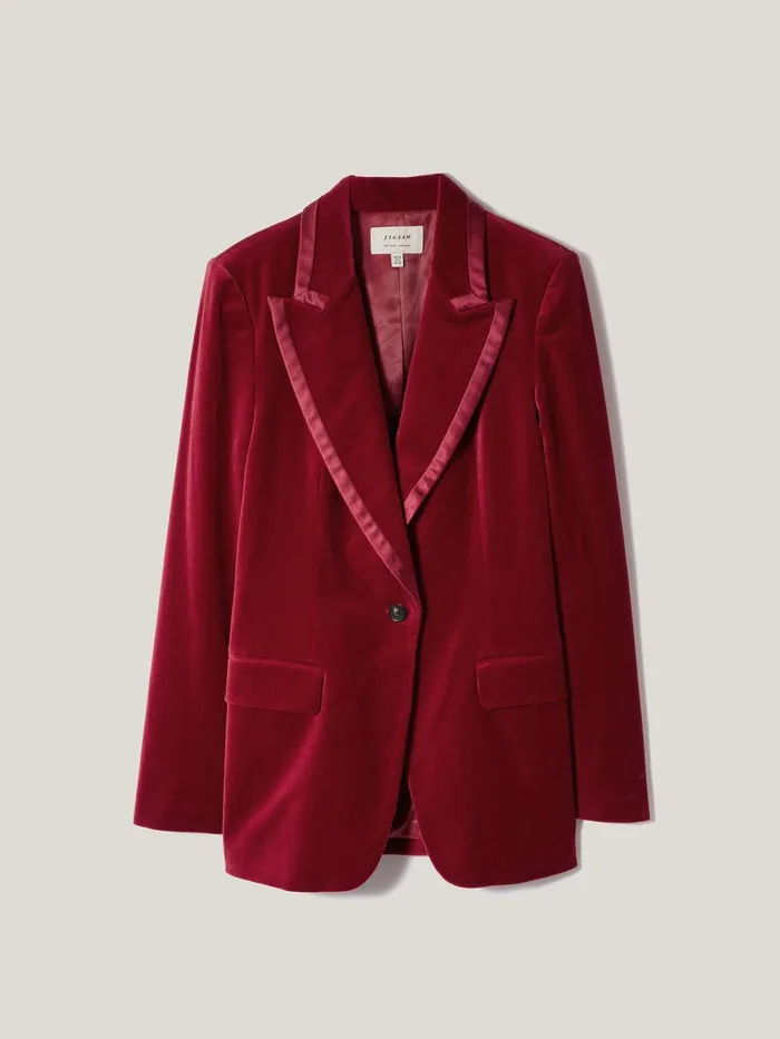 Women Ashby Velvet Blazer Red Jigsaw Suits and Tailoring