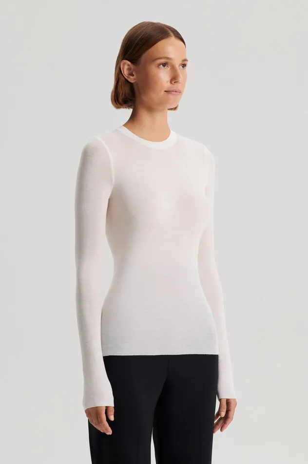Women BABYWOOL CREW SWEATER IVORY Tops Scanlan Theodore Women BABYWOOL CREW SWEATER IVORY Tops Scanlan Theodore