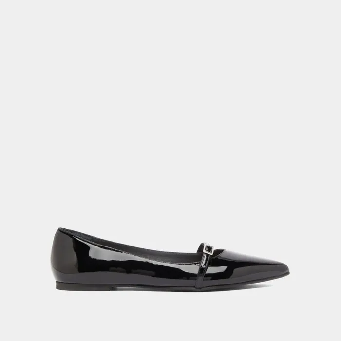 Women Ballet Flats With Adjustable Buckles Black JONAK Ballet Flats