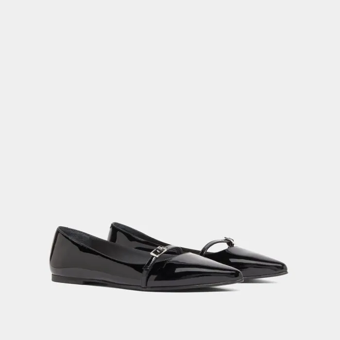 Women Ballet Flats With Adjustable Buckles Black JONAK Ballet Flats