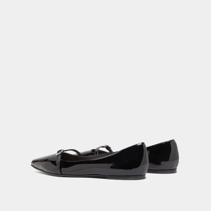 Women Ballet Flats With Adjustable Buckles Black JONAK Ballet Flats