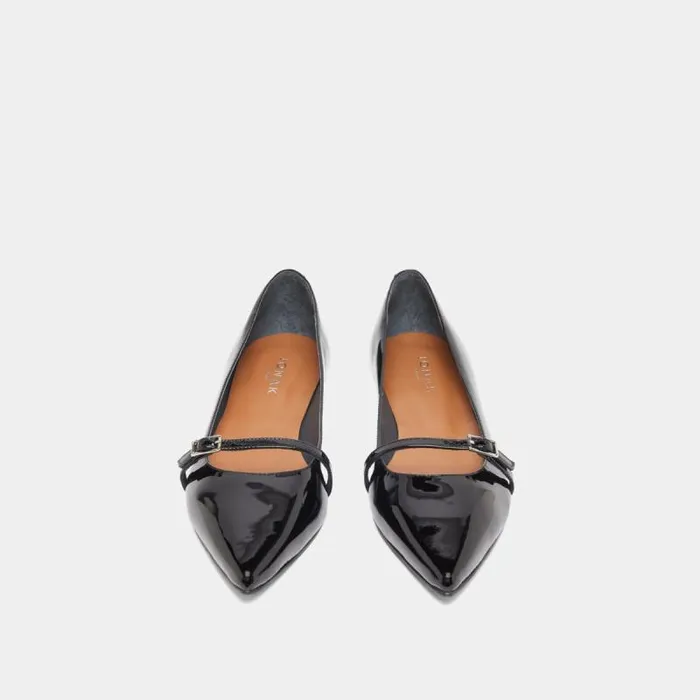 Women Ballet Flats With Adjustable Buckles Black JONAK Ballet Flats