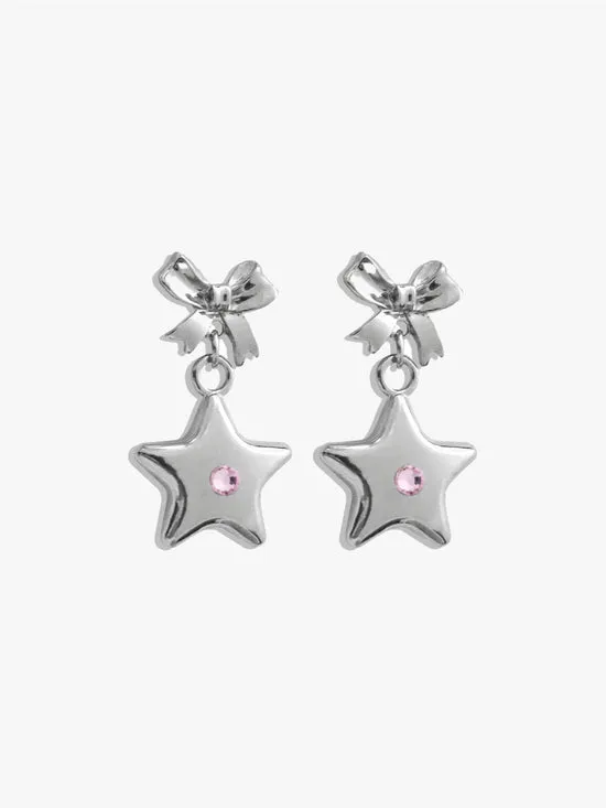 Women Bellatrix Pink Star Earrings Silver Jewelry Lisa Says Gah