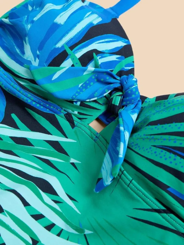 Women Belle Printed Bandeau Swimsuit Green Print White Stuff Swimwear