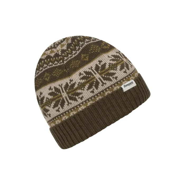 Women Bergans Of Norway Beanies And Caps Jacquard Beanie Dark Olive Green Olive Green