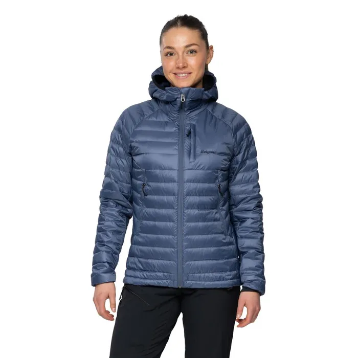 Women Bergans Of Norway Down Jackets Vaagaa Light Down Jacket Hood Granite Blue