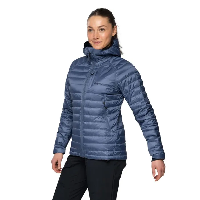 Women Bergans Of Norway Down Jackets Vaagaa Light Down Jacket Hood Granite Blue