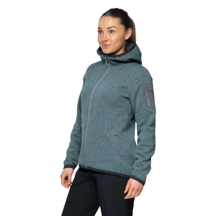 Women Bergans Of Norway Fleece Kamphaug Knitted W Hoodie Grey Sage