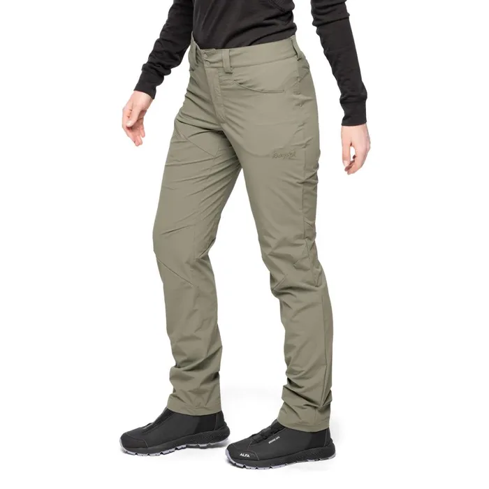 Women Bergans Of Norway Hiking Pants Vandre Light Softshell Pants Green Mud