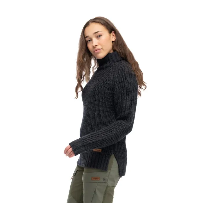 Women Bergans Of Norway Jumpers And Long Sleeves Nordmarka Merino High Neck Jumper Dark Shadow Grey
