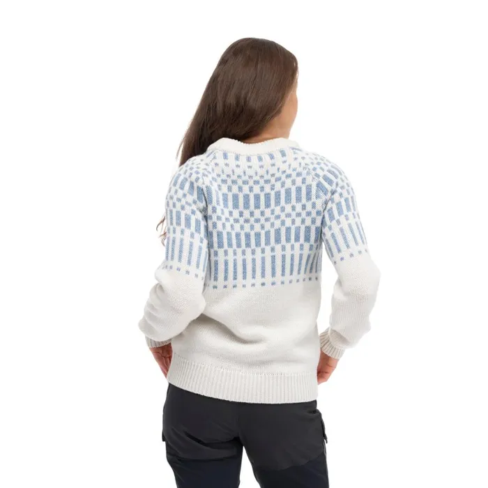 Women Bergans Of Norway Jumpers And Long Sleeves Nordmarka Merino Jumper Vanilla White Husky Blue