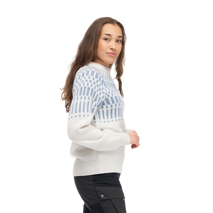 Women Bergans Of Norway Jumpers And Long Sleeves Nordmarka Merino Jumper Vanilla White Husky Blue