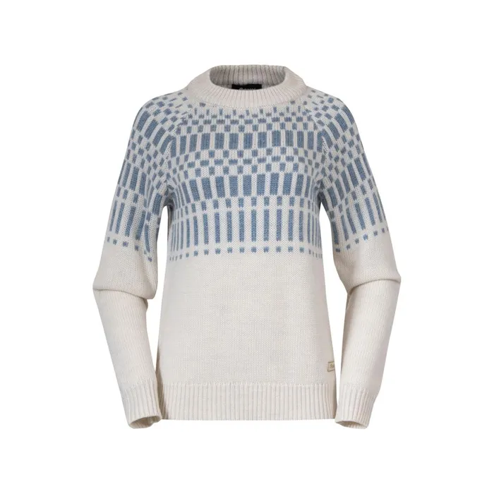Women Bergans Of Norway Jumpers And Long Sleeves Nordmarka Merino Jumper Vanilla White Husky Blue