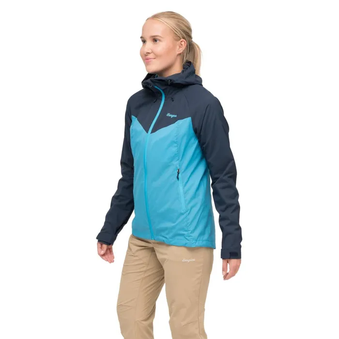Women Bergans Of Norway Softshell Jackets Rabot Windbreaker Jacket Aqua Lagoon Navy Blue