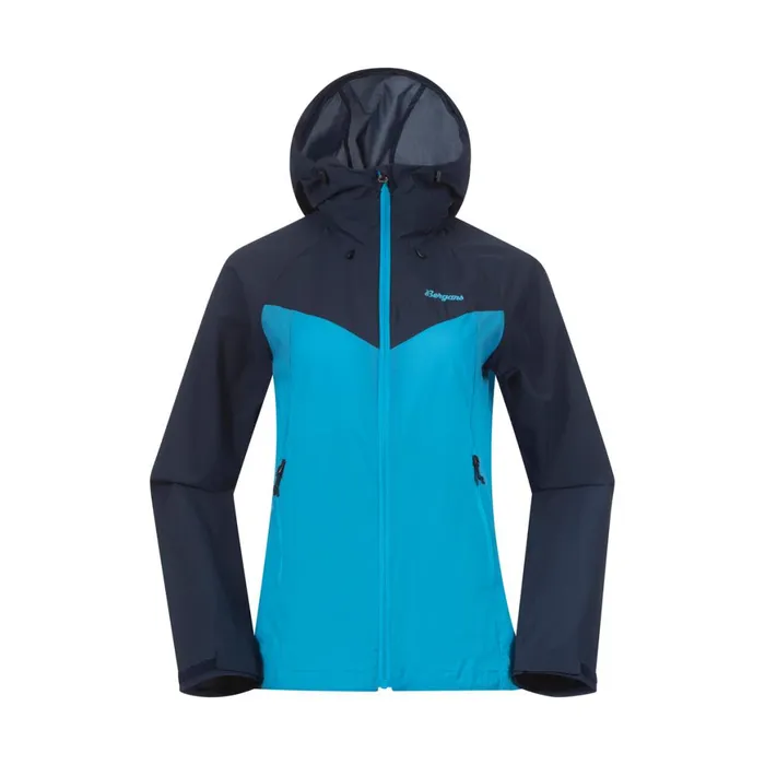 Women Bergans Of Norway Softshell Jackets Rabot Windbreaker Jacket Aqua Lagoon Navy Blue