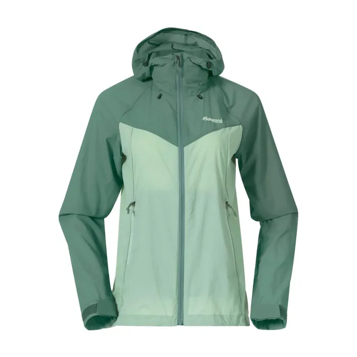 Women Bergans Of Norway Softshell Jackets Skar Light Windbreaker Jacket Light Jade Green Dark Jade Green