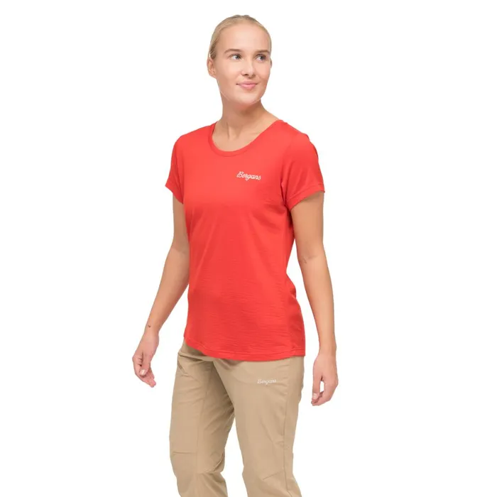 Women Bergans Of Norway TShirts Rabot Emblem Wool Tee Fire Red