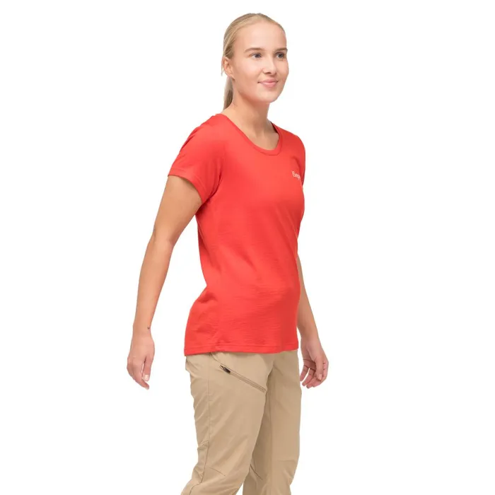 Women Bergans Of Norway TShirts Rabot Emblem Wool Tee Fire Red