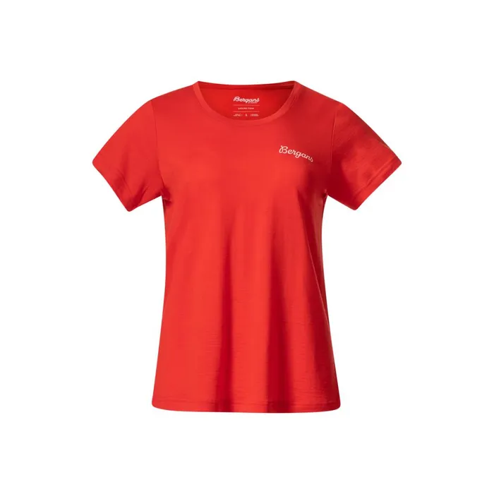 Women Bergans Of Norway TShirts Rabot Emblem Wool Tee Fire Red