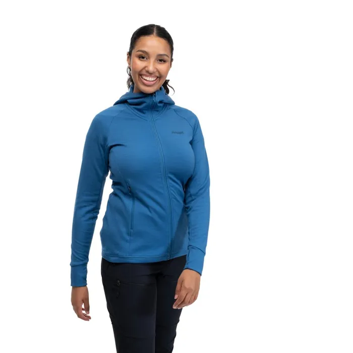 Women Bergans Of Norway Wool Ulstein Wool Hood W Jacket North Sea Blue