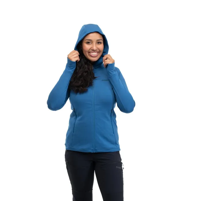 Women Bergans Of Norway Wool Ulstein Wool Hood W Jacket North Sea Blue