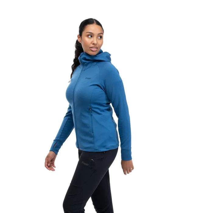 Women Bergans Of Norway Wool Ulstein Wool Hood W Jacket North Sea Blue