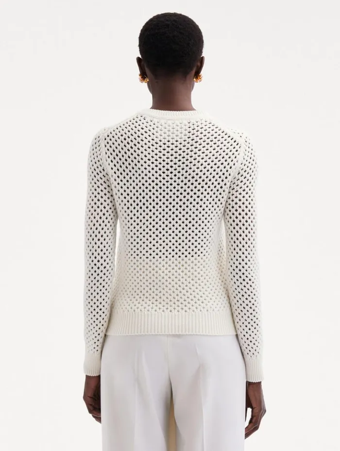 Women Blouses and Knits Oscar De La Renta Poppy Embroidered Crochet Pullover Ivory Women Blouses and Knits Oscar De La Renta Poppy Embroidered Crochet Pullover Ivory