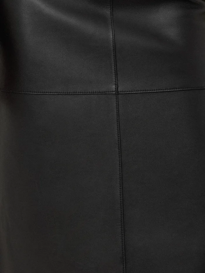 Women Bonded Leather Skirt Black Jigsaw Skirts