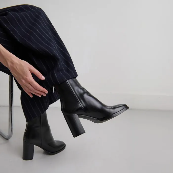 Women Boots With Heels Black JONAK Ankle Boots Lowboots