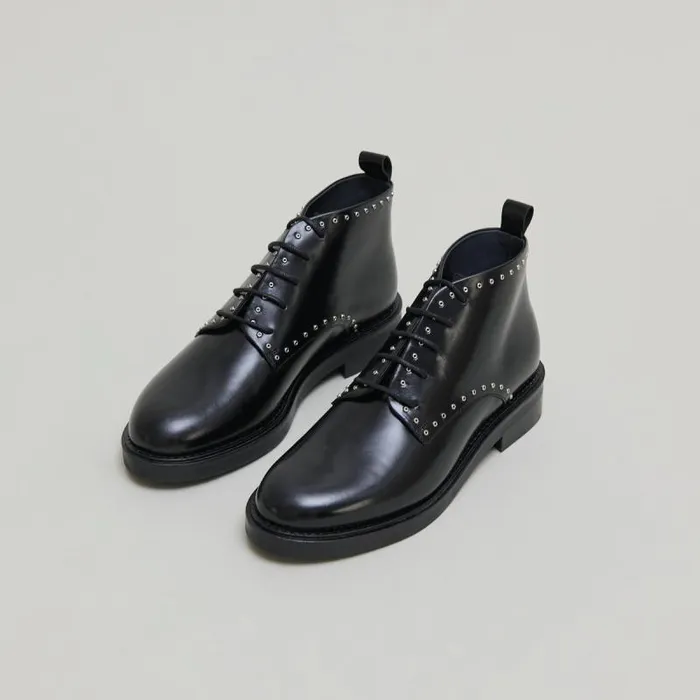 Women Boots With Laces Black JONAK Derbies Oxfords